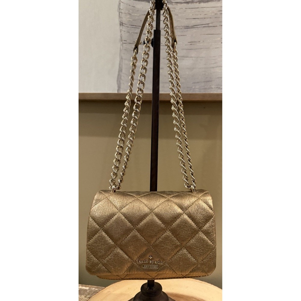 Kate Spade Gold Quilted Leather‎ Mini Emerson Place Vivenna  Crossbody Bag